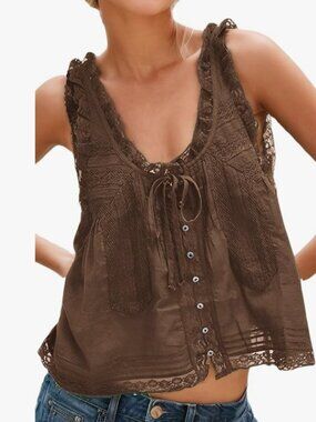 NWT Boho Lace Tie Front Tank FP Inspired